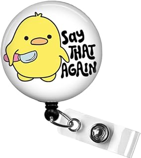 Funny Duck Holding Knife Nurse Badge Reel, Funny Meme Retractable Badge Holder, Funny Say That Again Badge Reel, Murderous Chick Badge Reel, Office Gifts