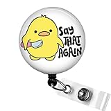 Funny Duck Holding Knife Nurse Badge Reel, Funny Meme Retractable Badge Holder, Funny Say That Again Badge Reel, Murderous Chick Badge Reel, Office Gifts