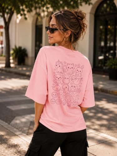 Image of London Hills Tshirt for Woman | Oversized Tshirt for Women | T Shirt for Womans | Graphic T Shirt for Women Pure Cotton | Tops for Woman Western, Printed Oversized Loose Fit Plus