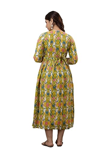 Image of The Moon Star Women's Cotton Floral Printed Anarkali Maternity Feeding Kurti | Breastfeeding Dress for Mothers | Zipper Feeding Kurti, Nursing Kurti, Comfortable and Trendy Maternity Wear