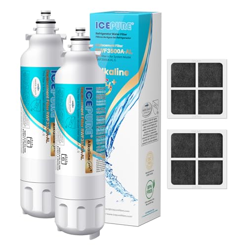 Image of ICEPURE Alkaline ADQ73613401 Refrigerator Water Filter and Air Filter Replacement for LG LT800P, LT800PC, ADQ75795104, ADQ736134, ADQ73613402 Kenmore 9490 LSXS26326S LSXS26366S, Enhances PH, 2Combo
