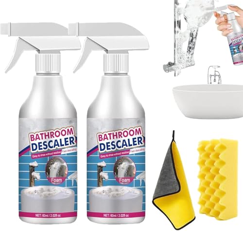 Spray moussant détartrant pour salle de bain, nettoyant pour taches tenaces, nettoyant moussant pour salle de bain, nettoyants moussant multi-usages pour baignoire, toilettes, vitres et robinets (2)