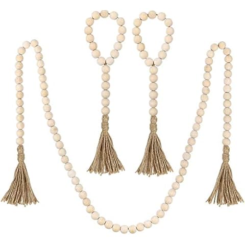 YEGECO Juego de guirnalda de cuentas de madera con borlas Cover