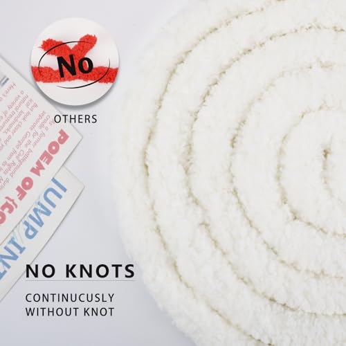 Image of Chunky Yarn for Hand Knitting, Chunky Chenille Blanket Yarn for Crocheting, Bulky Soft Fluffy Chenille for Blanket Project, 8 Pack of 8oz /25yds, White