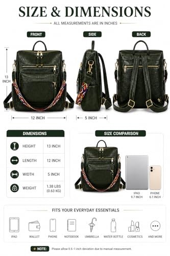 Image of Leather Backpack for Women | Large Capacity | College and Office use | PU Leather | shoulder bag for Ladies,