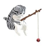 ZQTSANKESL 1pcs Fish Landscape Fishing Cat Decorations, Mini Resin Statues, Cartoon Cat Statues, Used for Home Office Aquarium Decoration, Desktop Courtyard, Pond Indoor and Outdoor