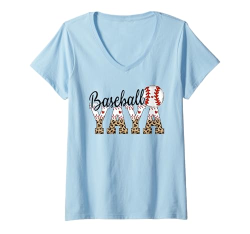Women's Baseball Yaya Women Ballpark Yaya Baseball Mom Mother's Day V-Neck T-Shirt