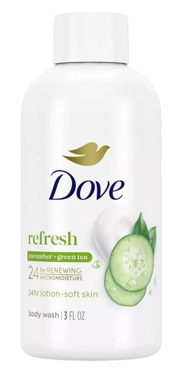 Dove Refresh Body Wash Cucumber & Green Tea, 3 Ounces (Pack of 12)