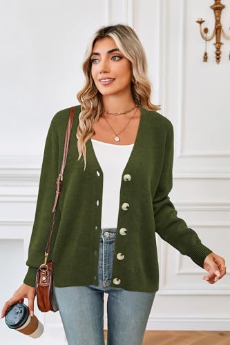 Image of Newshows Womens Fall Fashion 2024 Wool Blended Cardigan Sweater Button Down Long Sleeve Knit Outerwear Coats