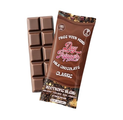Day Tripper Classic Milk Chocolate Bar, Nootropic Blend, Lions Mane, Reishi, Cordyceps, 45g