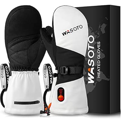 Heated Mittens Gloves for Women Men 7.4V Battery 22.2Wh Electric Rechargeable Waterproof Ski Gloves for Winter Outdoor Work Skiing Snowboarding Hiking Fishing Camping Raynaud(White,M)