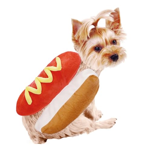 Disfraz para perro de Hot Dog tamaño M naranja miniatura 7