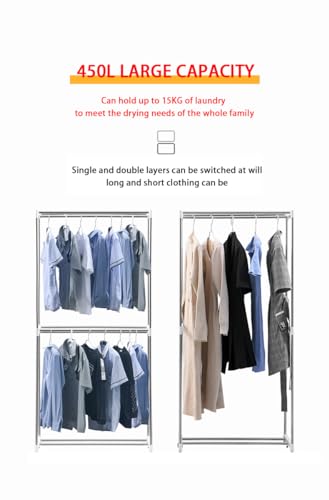 Séchoir à linge électrique portable 1000W avec prise EU - 5