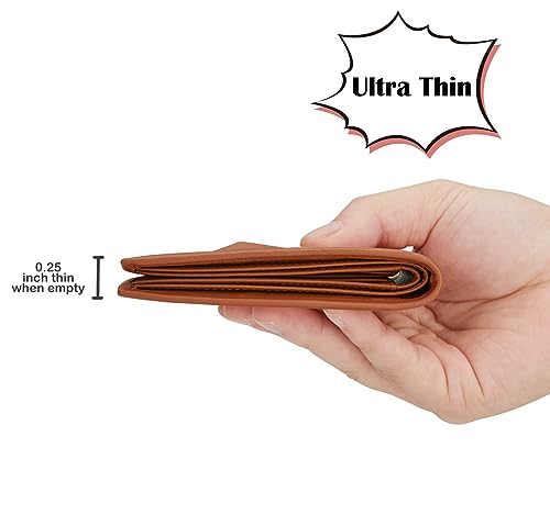 VANNANBA Bifold Front Pocket Wallets with Gift Box,Slim Minimalist Leather Card Wallet for Men,Brown3