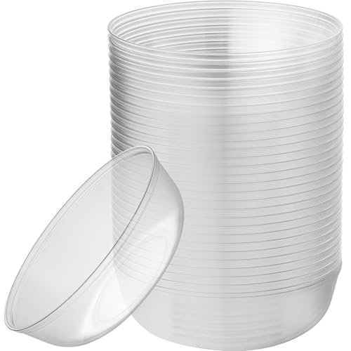 [30 Pack 16 OZ Bowls] Edge Collection Clear Plastic Party Bowls Premium heavyweight Elegant Disposable Tableware Dishes