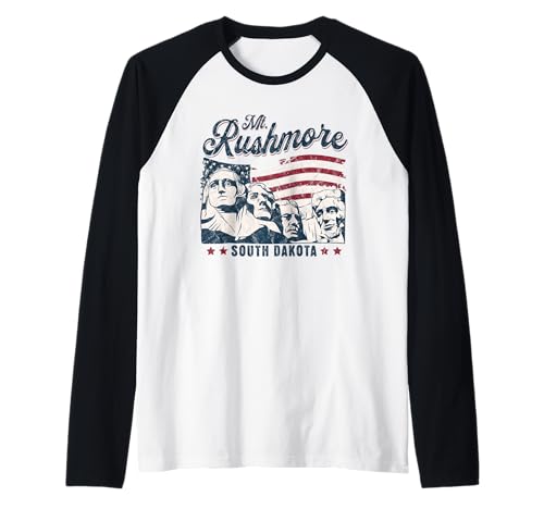 Mount Rushmore 4th of july Celebrating Usa flag mt Rushmore Raglan Baseball Tee