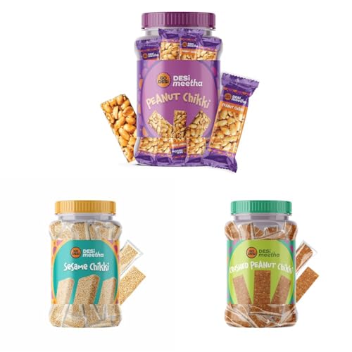 Image of GO DESi Chikki Combo - Peanut, Crushed Peanut & Sesame /Til Chikki 50 Piece Each