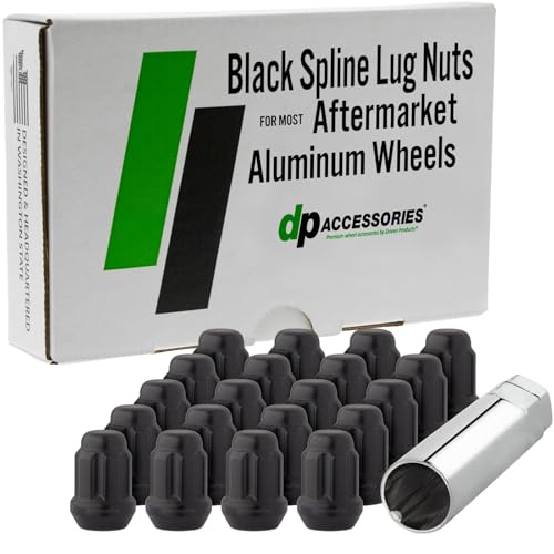 Image of DPAccessories Lug Nuts Compatible with 2017-2024 Tesla Model 3 | Black Spline Style | Aftermarket Aluminum Wheels Only | Set of 20 Wheel Nuts & 1 Tool | DTE30001A-BK /1