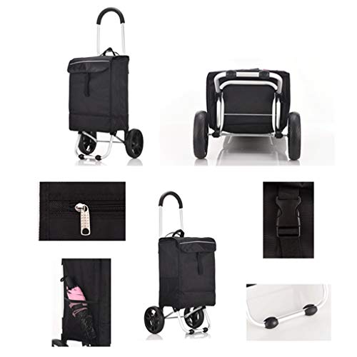 gbgymjm Einkaufstrolley Faltbare Einkaufstrolley-Tasche auf Rädern Push-Tote-Wagen Karren Trolley-Tasche Korb… – Bild 4