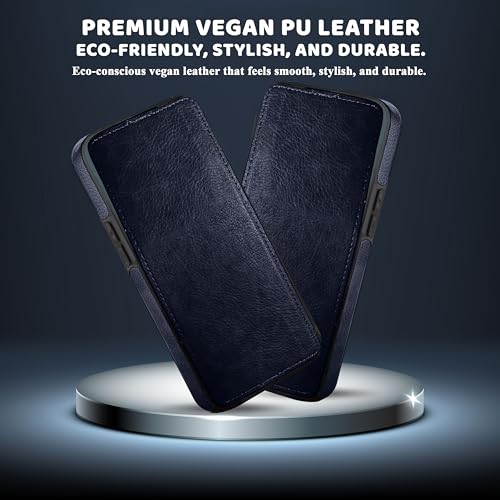 Image of Luxury Leather for OnePlus 13R Back Cover Logo Visible Vintage Ultra Slim Protective Case - Blue