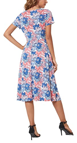 Image of Urban CoCo Women's Floral Print Short Sleeve Flared Midi Dress