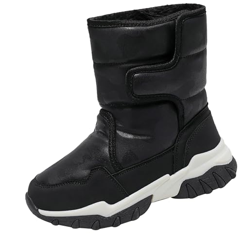 Boys Girls Snow Boots 𝐖aterproof Slip 𝗥esistant Outdoor Slip On Winter Warm F𝐮r Lined Outdoor Kids Boots Flat Shoes