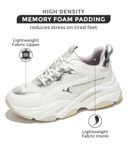 Image of Project Cloud Chunky Platform Sneakers for Women - Comfortable Memory Foam Insole Shoes for Women Footwear - Lace-up Womens Shoes & Fashion Sneakers (Coco)