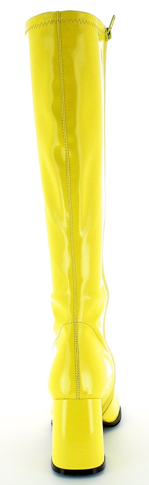 Das Kostümland Gogo Damen Retro Lackstiefel - Tolle Schuhe zur 70er 80er Jahre Disco Hippie Mottoparty - SCHMALER SCHAFT