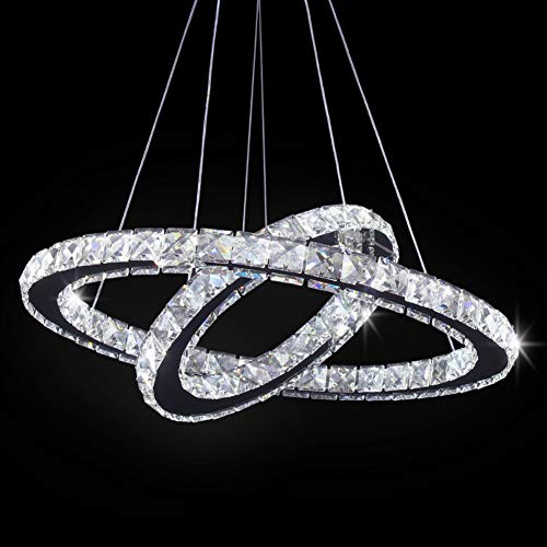 TongLan LED Modern Crystal Chandelier 19.7 x 11.8 inches Ceiling Pendant Light 2