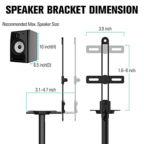 Mounting Dream Height Adjustable Speaker Stands For Satellite & Small Bookshelf Speakers, Set Of 2 Flool Stands For Bose Polk Jbl Sony Yamaha - 11 Lbs Capacity #TOP7