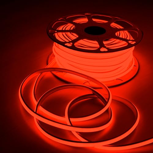 Image of Forus 20M LED Neon Strip Light Red, 240 LEDs /M High Brightness COB Neon Rope Light, Waterproof IP65 Flexible Silicone Strip, Cuttable LED Light for Home, Bedroom, Wall Decor, Shop, Festival Lighting