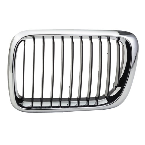 CarPartsDepot Front Grille Left Driver Side Chrome Shell With Black Insert Grill Compatible With BMW 1997-1999 3-Series E36 BM1200122 51138195151
