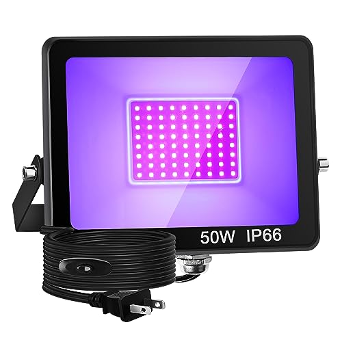 紫外線ライト uv ブラックライト 50w led投光器 390nm～395nm レジン硬化用 防水...