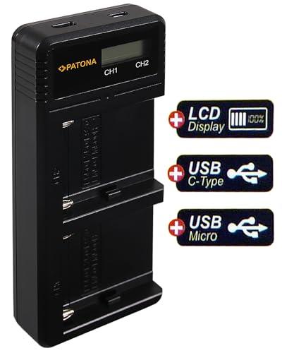 PATONA 2x NP-F970 Batteria con Caricabatteria