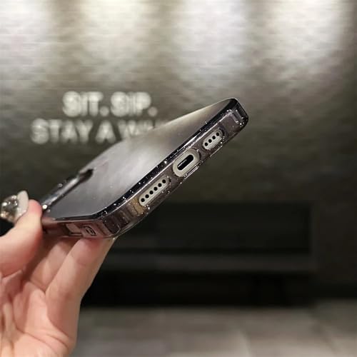 QLTYPRI iPhone 14 用 ケース iPhone 13 用 ケース クリア グリッター おしゃれ 韓国 キラキラ 透明 可愛い 耐衝撃 スマホケース ワイヤレス充電対応 ストラップホール付き アイフォン13/14 カバー 6.1インチ 対応 - ブラック