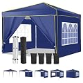 TOOLUCK 10x10 Pop Up Canopy Party Tents for Parties Waterproof Outdoor Event Shelter with 4 Sidewalls and 4 Sandbags UV Protection 50+ Camping Commercial Wedding Portable Tent for Backyard, Navy Blue