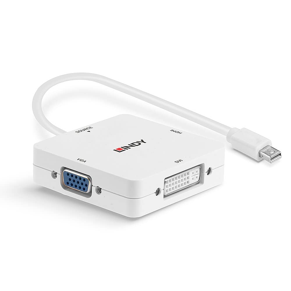 Adapter LINDY Mini-DP 1.2 do HDMI 4K30/DVI/VGA MiniDisplayPort wtyczka/3x gniazdo