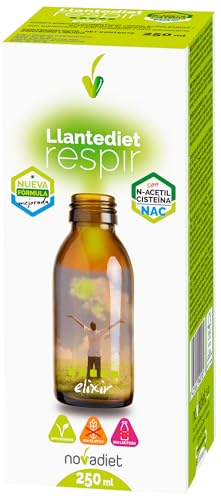 Novadiet - LLANTEDIET RESPIR NAC Jarabe con Llantén, Tomillo, Malvavisco, Drosera, Espino blanco, Savia-Pino, Menta, Eucalipto, Disminuye la Tos, Suaviza y Calma Molestias en Garganta - 250ml