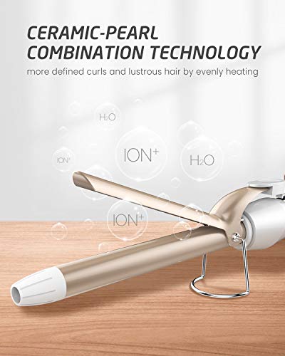 Hoson 3/4 Inch Curling Iron For Short Hair, Long Barrel Curling Irons For Women Hair, Ceramic Tourmaline Hair Curler Dual Voltage With Gloves(Gold) #TOP2