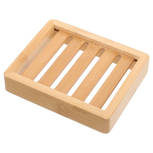 Angoily Jabonera de Bambú Hecha a Mano 7 Barras de Drenaje, Estante para Jabón de Ducha y Esponjas, Organizador Simple para Baño, Lavabo y Cocina, Superficie Lisa sin Rebabas, Diseño