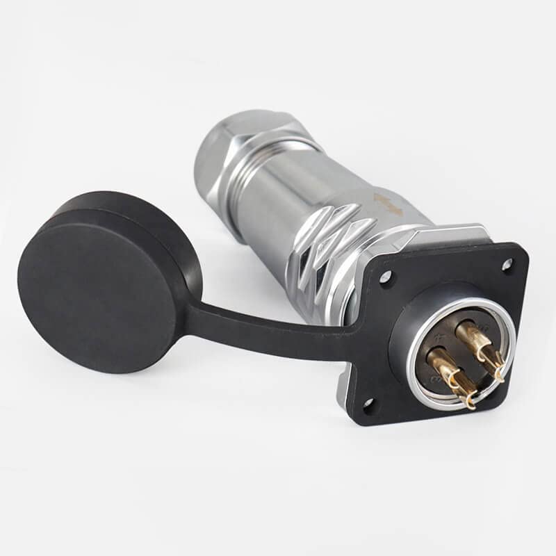 SF20 4 Pin Waterproof Plug+Socket 4-Hole Flange Aviation Circular Quick Push-Pull Industrial Metal