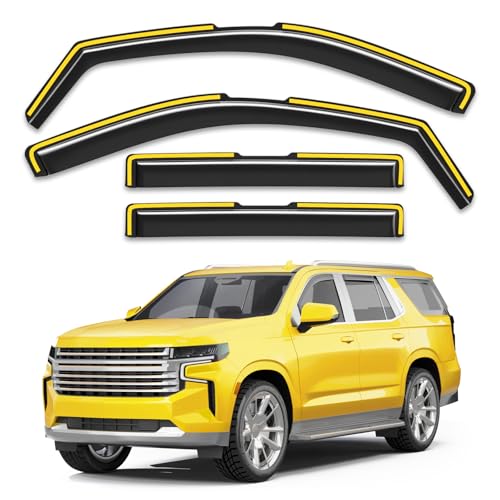 Deejecsun in-Channel Window Rain Guards Fit for Chevy Tahoe/Cadillac Escalade/GMC Yukon 2021-2026 Rain Guard Extra Durable Window Deflectors Vent Visors Vent Shades Exterior Car Accessories-4pcs