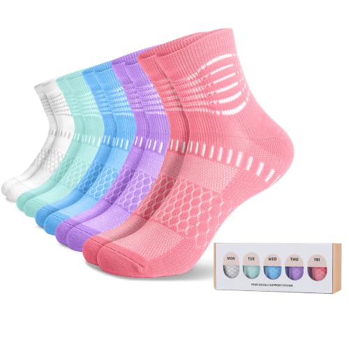 Image of IRAMY Ankle Compression Socks for Women Men Plantar Fasciitis Relief 3 /5 Pairs Cushioned Athletic Running Socks