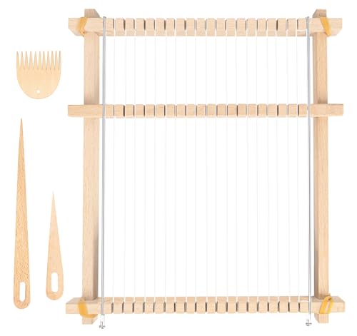 Lemonfilter Weaving Loom, Wooden Multi-Craft Frame Weaving Loom Kit for Adults, 9\" x 11\" DIY Hand-Knitting Arts Looms for Beginners, Perfect Crafts Gift for Birthday New Year - Thumbnail 7