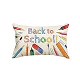 AVOIN colorlife Back to School Stationery Throw Pillow Cover, 12 x 20 Inch First Day of School Decor for School Family Sofa Couch
