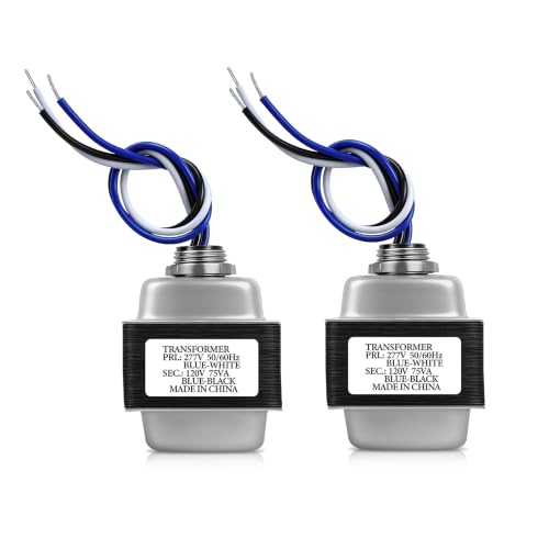 2PCS LS12075EN-277 277V to 120V Transformer, Compatible with Hardwired LED and Lighting Control Systems, 75 Watt Step Down Transformer, Replacement Model LS12075EN-277