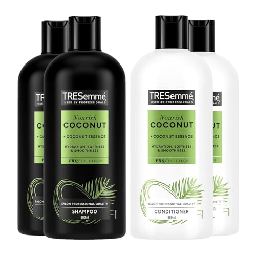 TRESemmé 2x Shampoo & 2x Conditioner Bundle 680ml Each | Nourish Coconut Hair Care Set | Hydrating & Nourishing Formula with Coconut Essence for Soft, Smooth & Healthy-Looking Hair