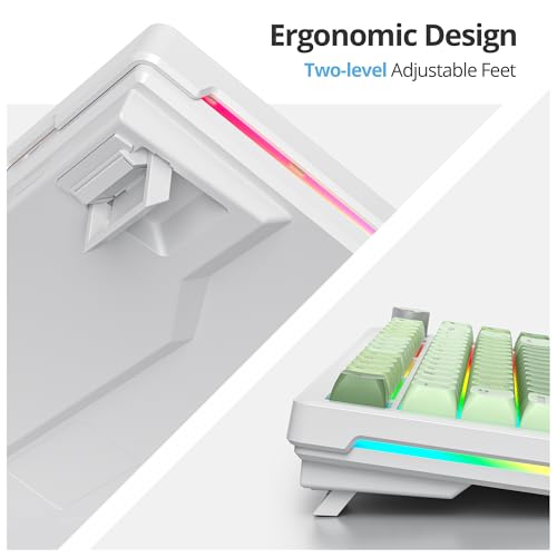 Image of 75% Creamy Mechanical Keyboard Green, Hot Swap RGB Gaming Key Board with Knob, Gasket Mount Wired TKL Keyboard 75 Percent, Pre-lubed White Switch Creamy Sounding Keyboards (82 Matcha)