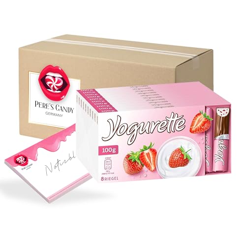 Peres Candy Bundle für Ferrero Yogurette 10 x 100g Gefüllte Vollmilchschokolade + Peres Candy Notepad DIN A7-25 Blatt