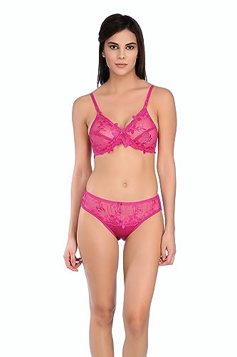 Image of Tipsy Women's Net Lace Non Padded Non Wired Bra Panty Set
